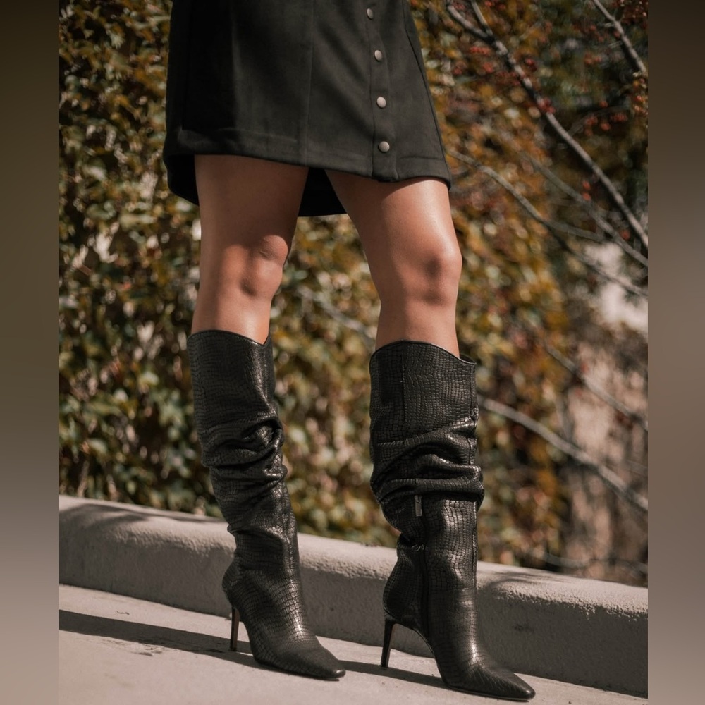 Vince Camuto Armonda Slouchy Boots, Black Leather size 9